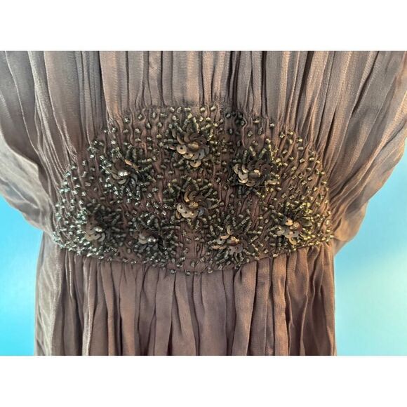 NWT Boden Boho Viscose Crepe Dress Beads & Sequins Dolman Sleeve Gray US 10 L - Picture 2 of 8